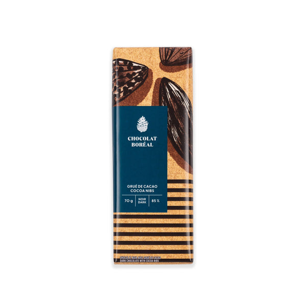 特撮 Chocolat et grands crus de cacao Grand cru NOIR - Grué de cacao 85% (70g) - Chocolat Boréal