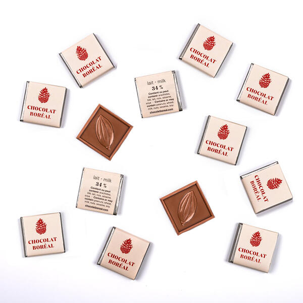 500 MILK chocolate squares &quot;Chocolat Boreal&quot;