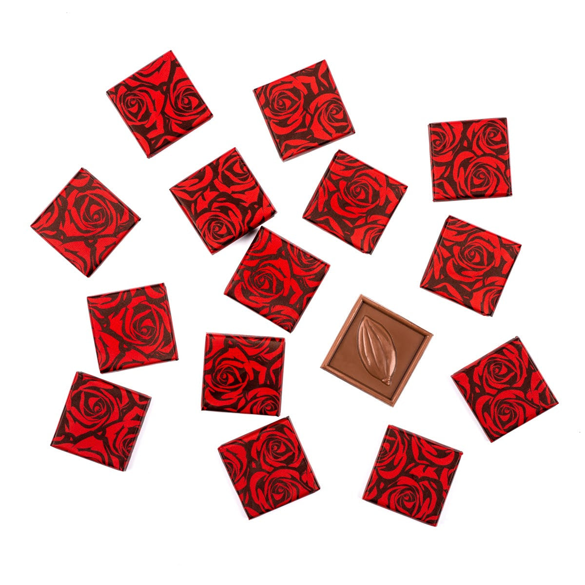 Carrés de chocolat de St-Valentin motif de rose- 4.5g