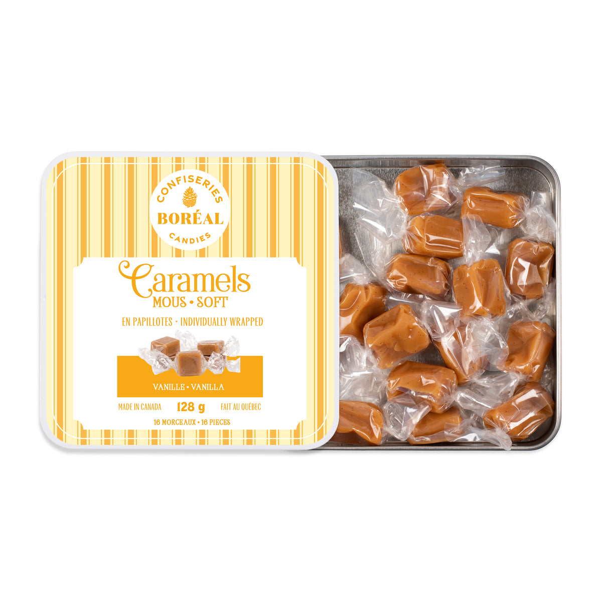 Box: Caramels SOFT - Individually wrapped : Vanilla (128gr)