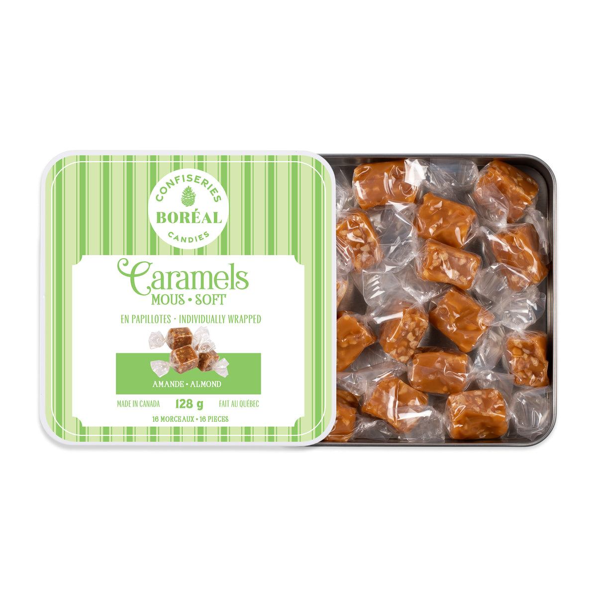 Box: Caramels SOFT - Individually wrapped : Almond (128gr)