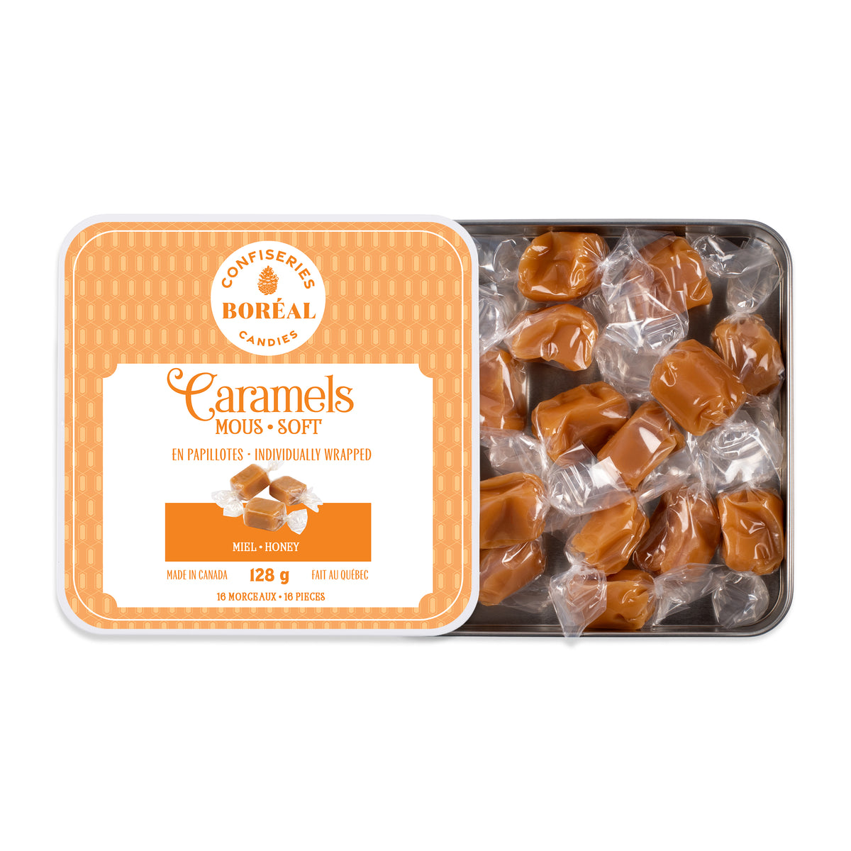 Box: Caramels SOFT - Individually wrapped: Honey (128gr)