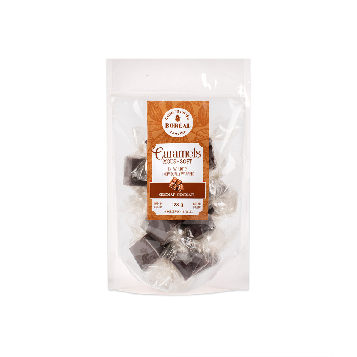 Caramels SOFT - Individually wrapped : Chocolate (128gr)