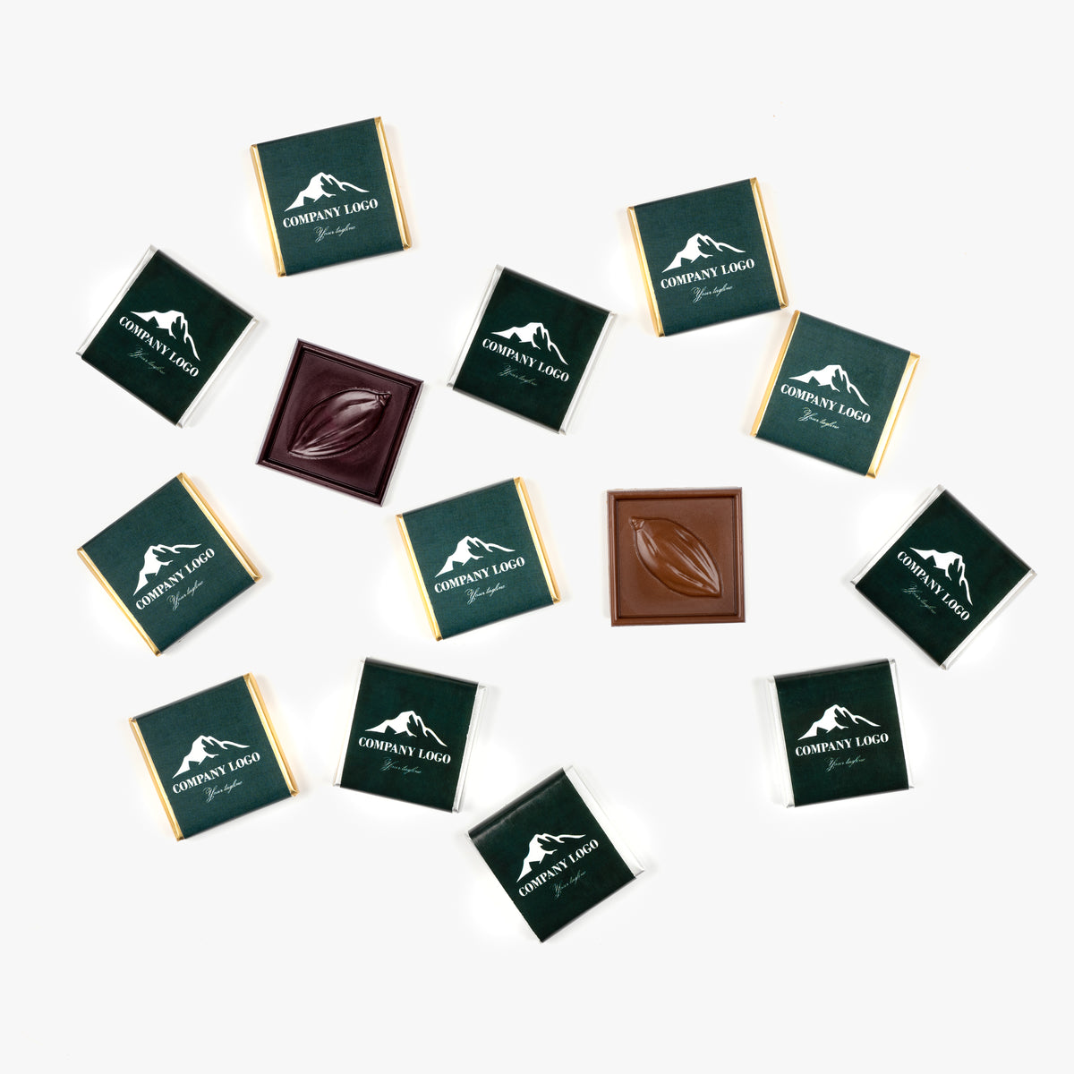 Boîte personnalisée de 48 carrés de chocolat personnalisés