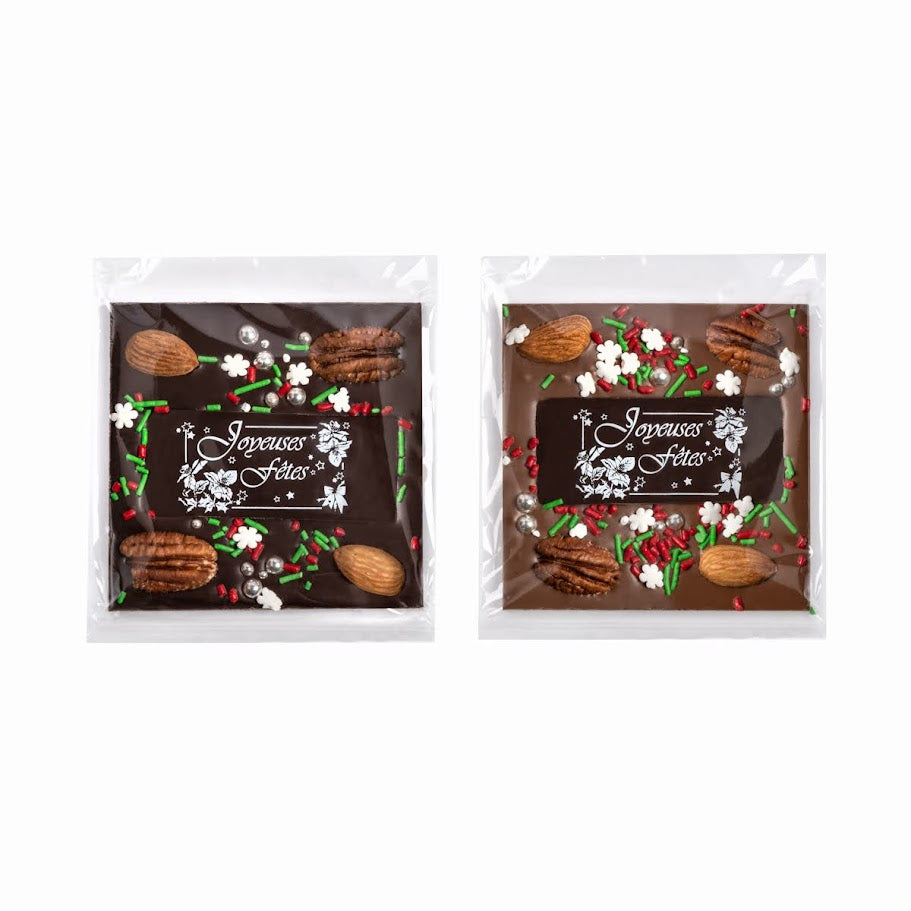 Carte chocolatée Joyeuses fêtes aux noix