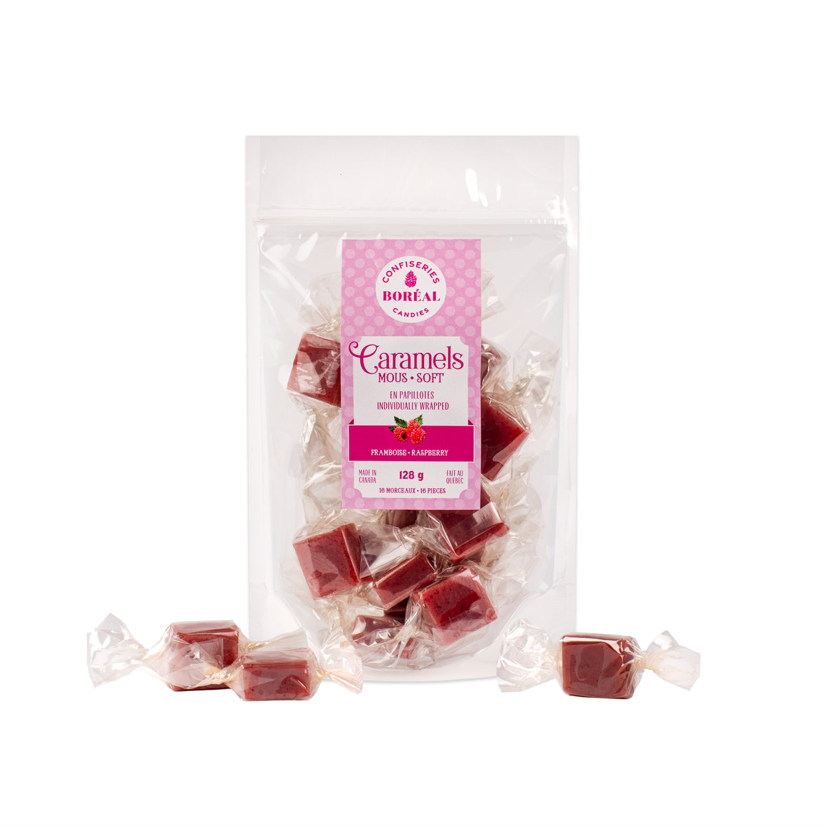 Caramels MOUS - En papillotes : Framboise (128g)