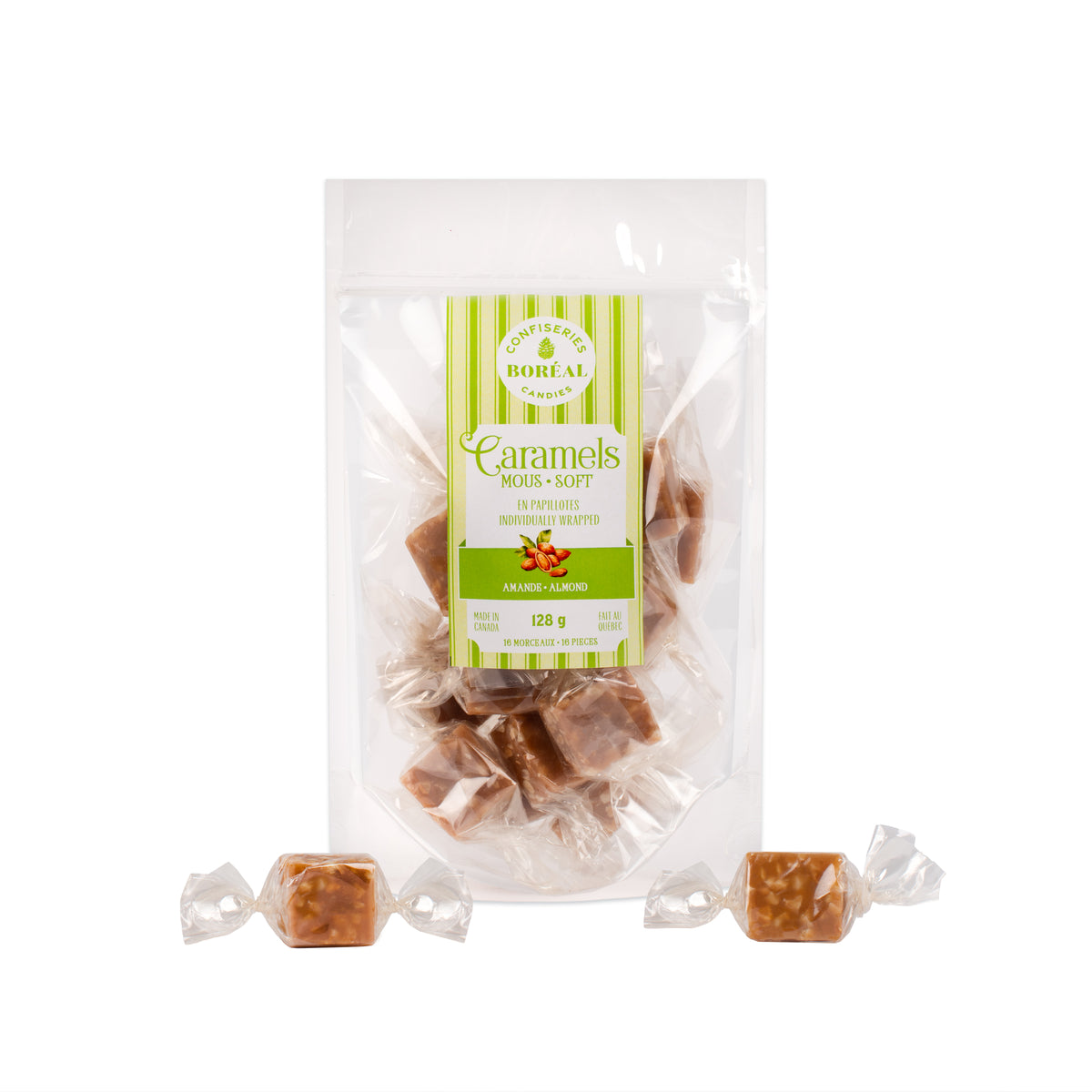 Caramels SOFT - Individually wrapped : Almond (128gr)