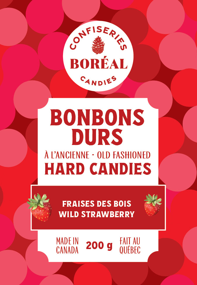 Sachet : BONBONS DURS à l'ancienne : Fraises des bois (200g)