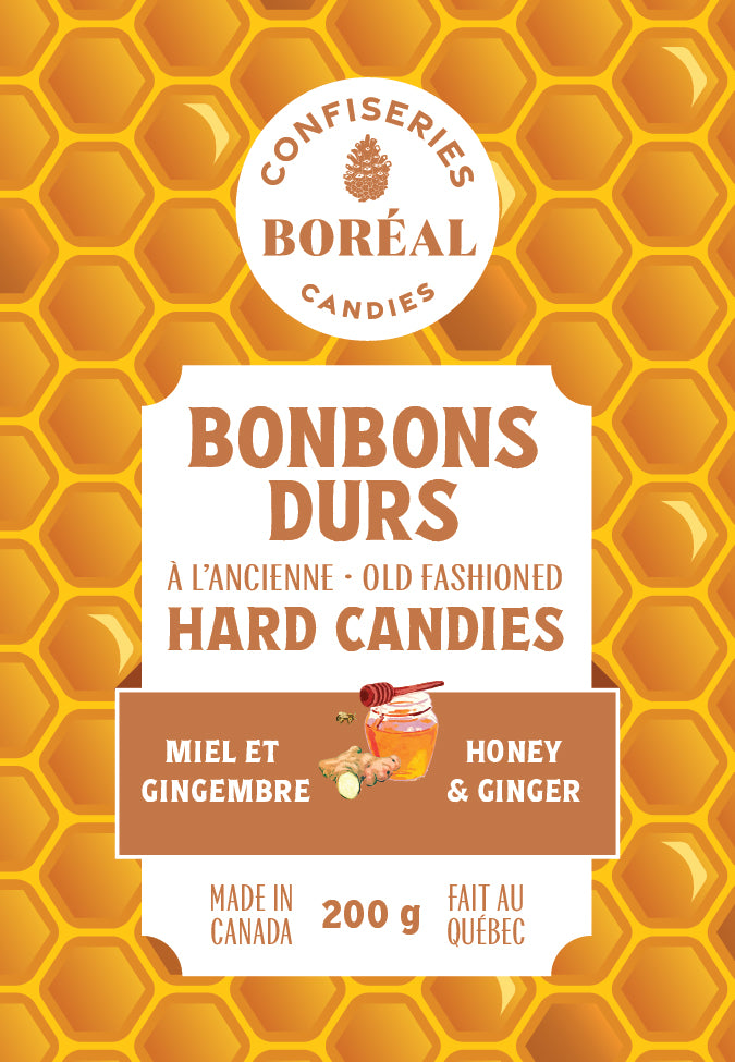 Sachet - BONBONS DURS à l'ancienne : Miel et Gingembre (200g)
