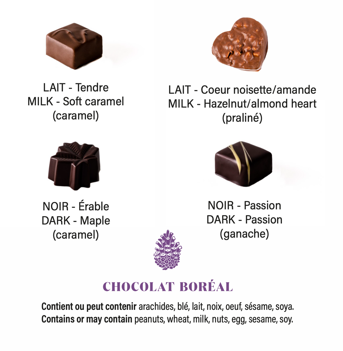 SEC001 - Boîte BLANCHE de 4 Chocolats assortis