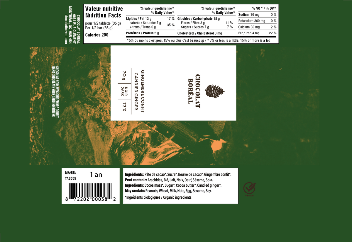 Organic ingredients DARK - Candied Ginger (70gr)
