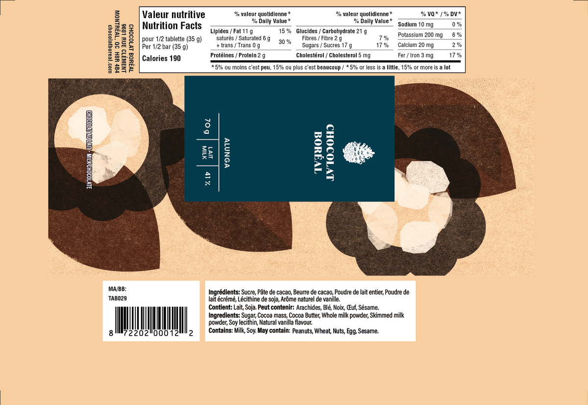 Grand cru LAIT - Alunga 41% (70g)
