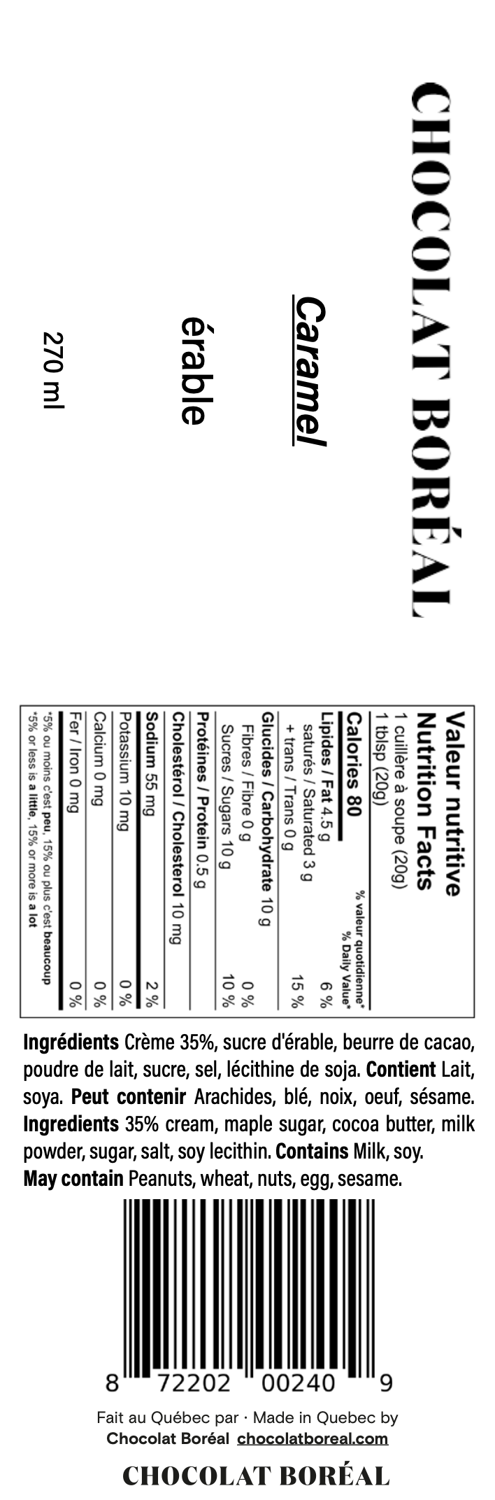 Caramel à l'érable à tartiner