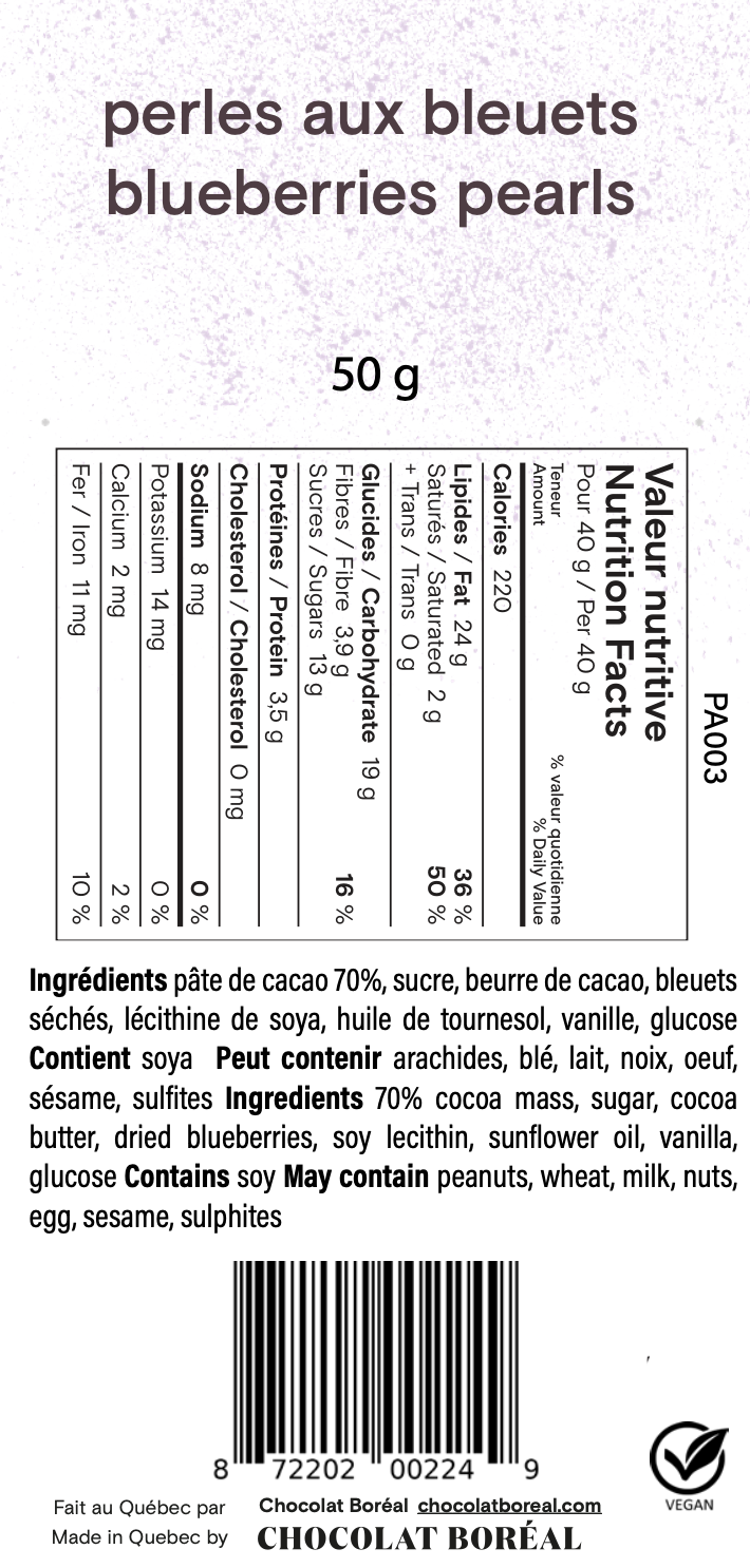 Dried blueberries pearls