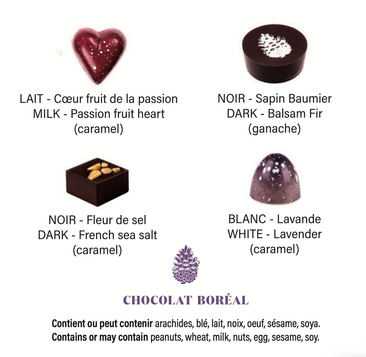 SEC001 - Boîte BLANCHE de 4 Chocolats assortis