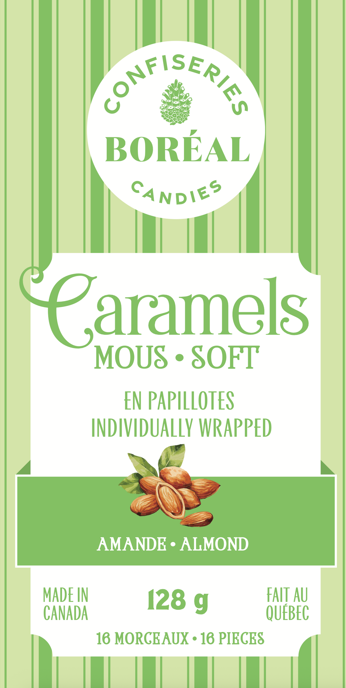 Caramels SOFT - Individually wrapped : Almond (128gr)