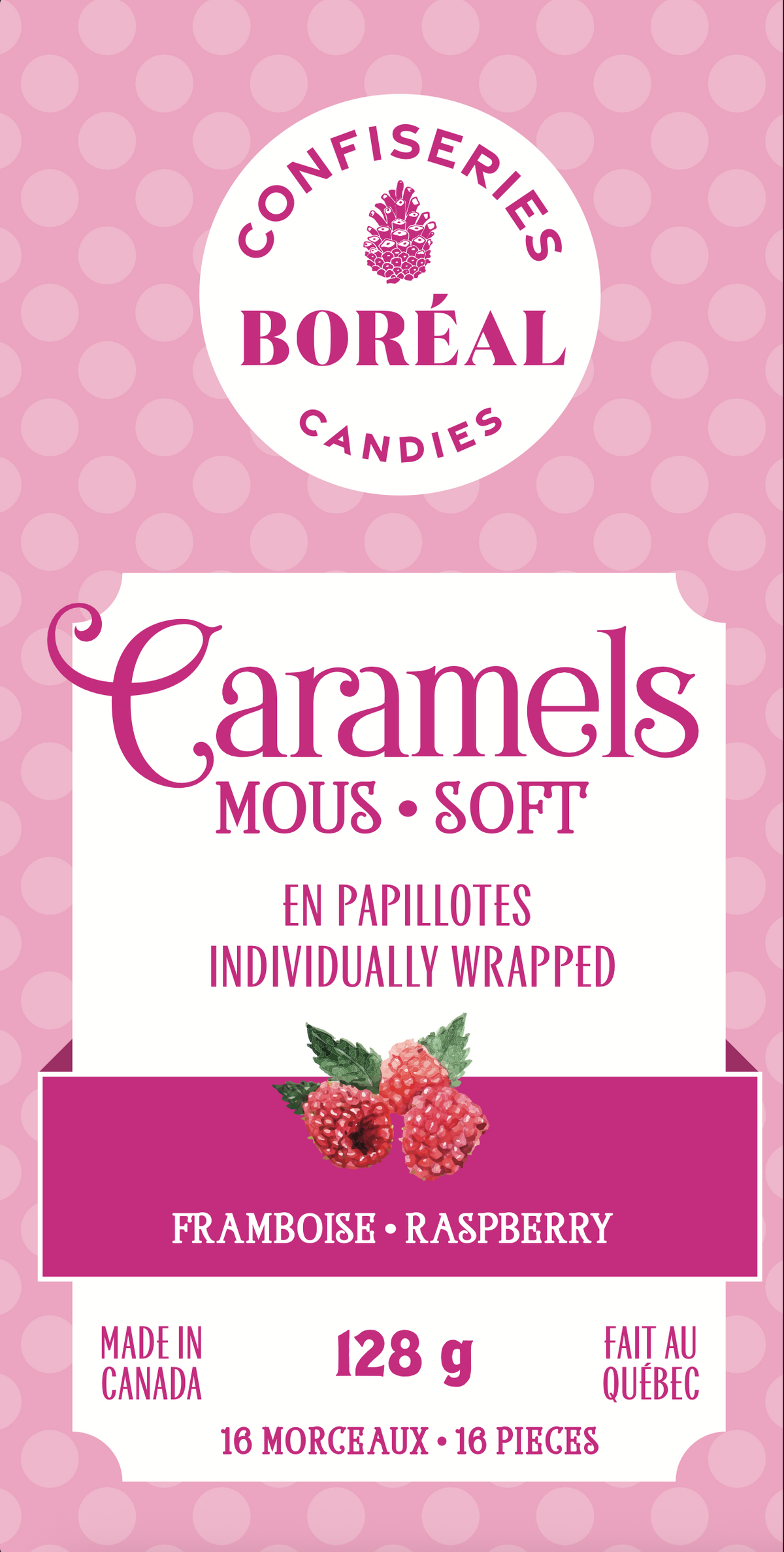 Caramels MOUS - En papillotes : Framboise (128g)