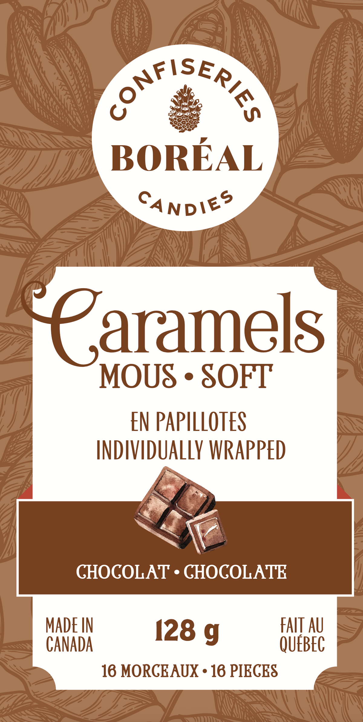 Caramels SOFT - Individually wrapped : Chocolate (128gr)