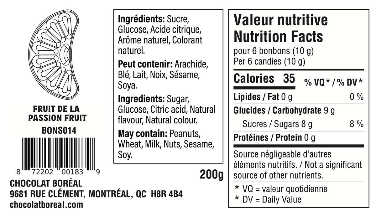 Sachet - BONBONS DURS à l'ancienne : Fruit de la passion (200g)