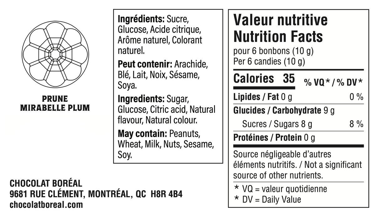 VRAC - BONBONS DURS à l'ancienne : Prune Mirabelle (5Kg)