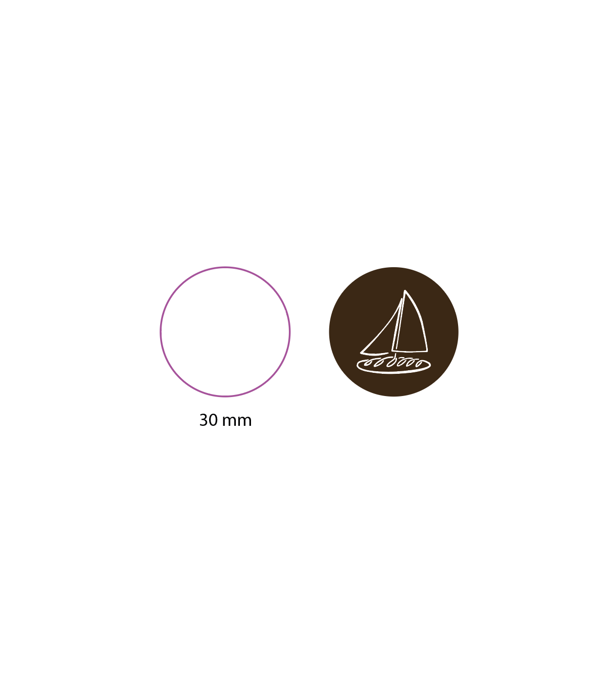 Pain dans les voiles - Boîte de 288 cercles 30 mm CH029 - Chocolat noir impression blanche (PDLV001)