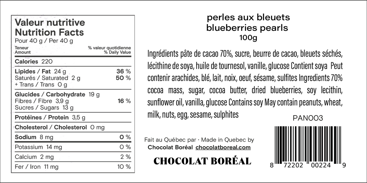 Perles aux bleuets séchés