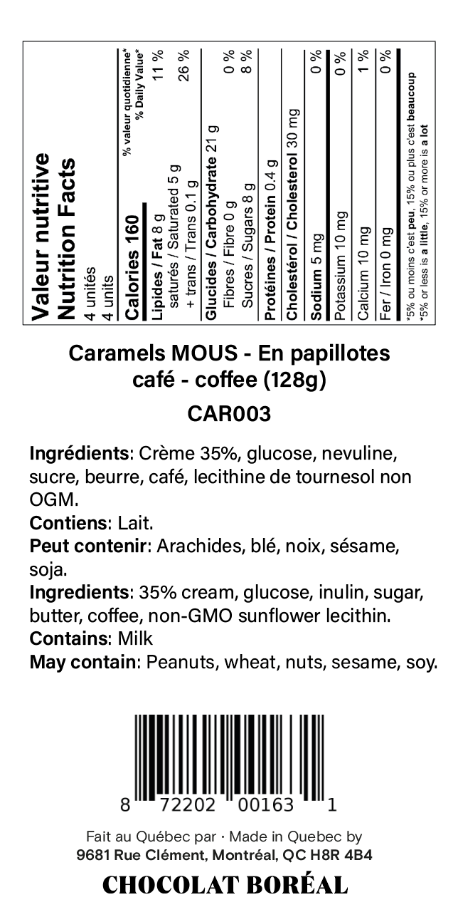 Caramels MOUS - En papillotes : Café(128g)