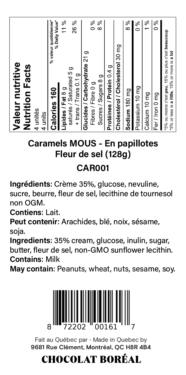 Caramels SOFT - Individually wrapped : French Sea Salt (128gr)