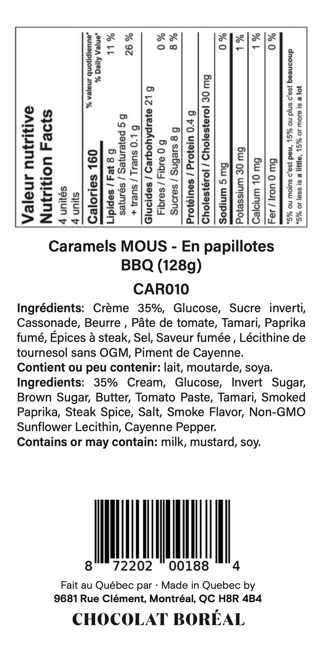 Caramel mou VIRAL - En papillotes : BBQ (128g)
