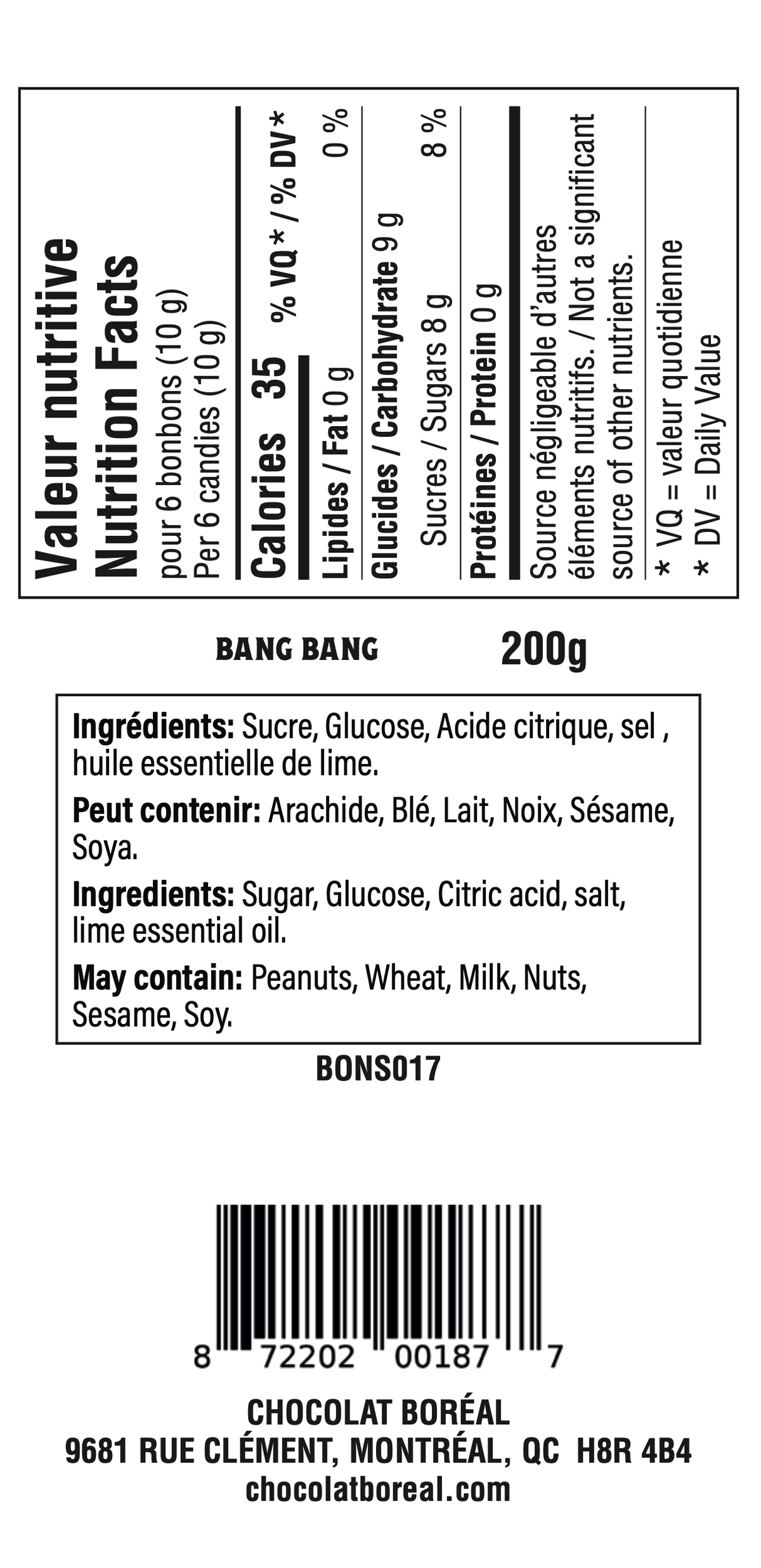 Sachet - Bonbon salé VIRAL : Bang bang (lime & sel) (200g)