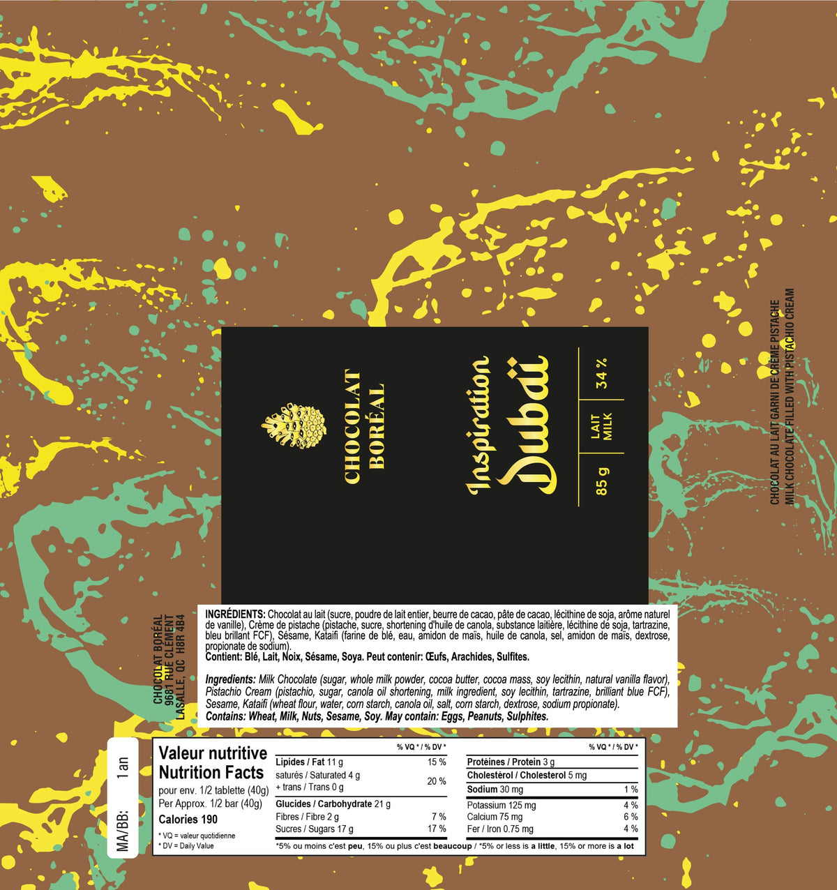Dubaï inspiration MILK - Pistachio &amp; Kataïfi (85gr)