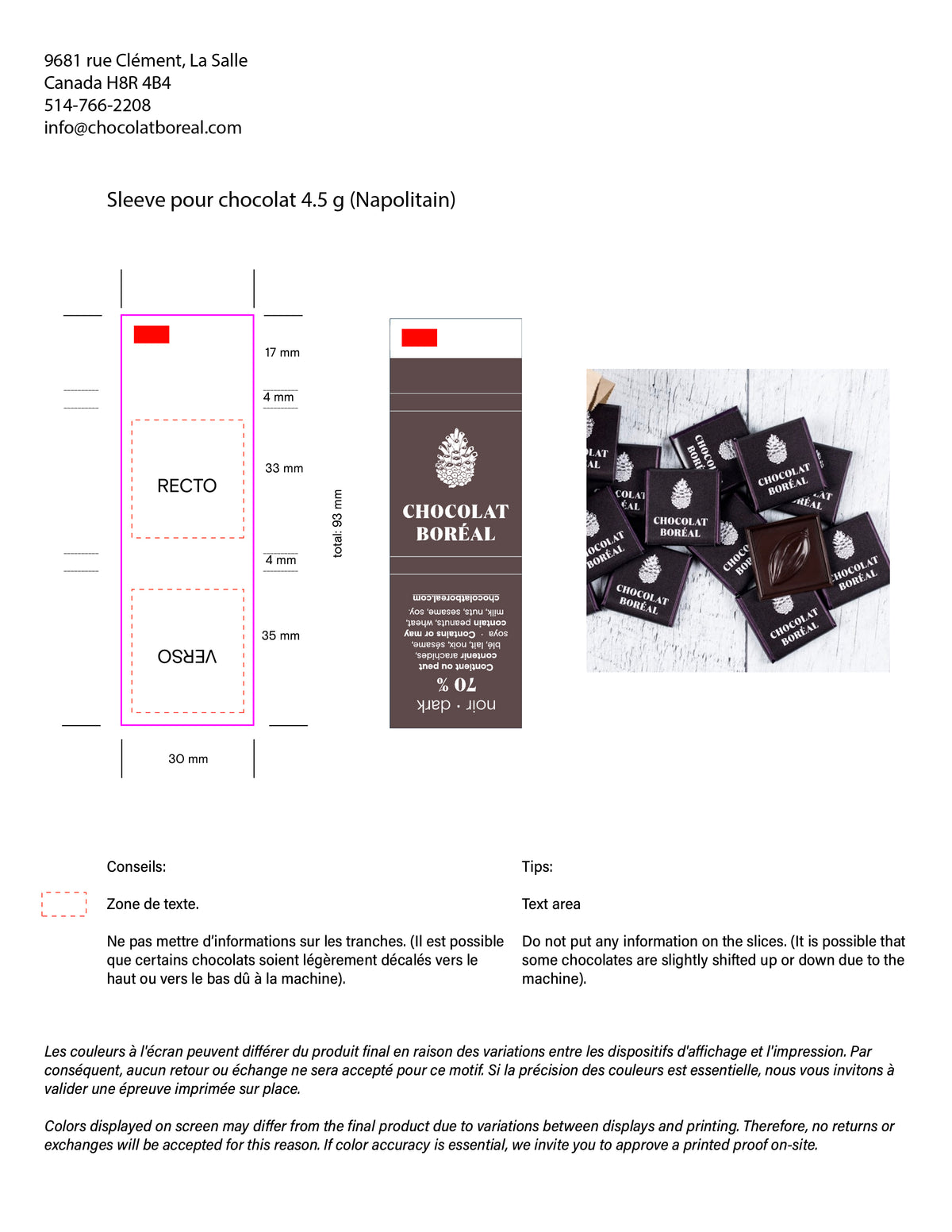 Boîte personnalisée de 48 carrés de chocolat personnalisés