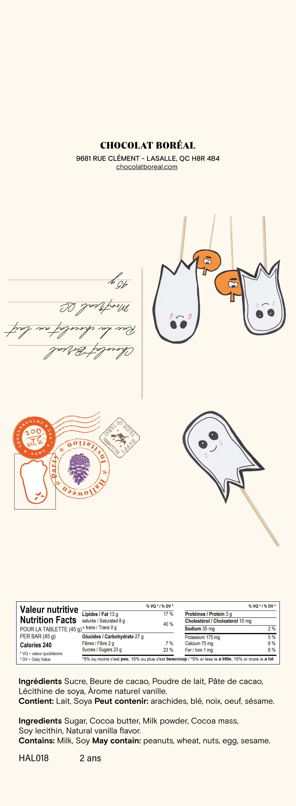 Chocolat postal d'Halloween (45 g)