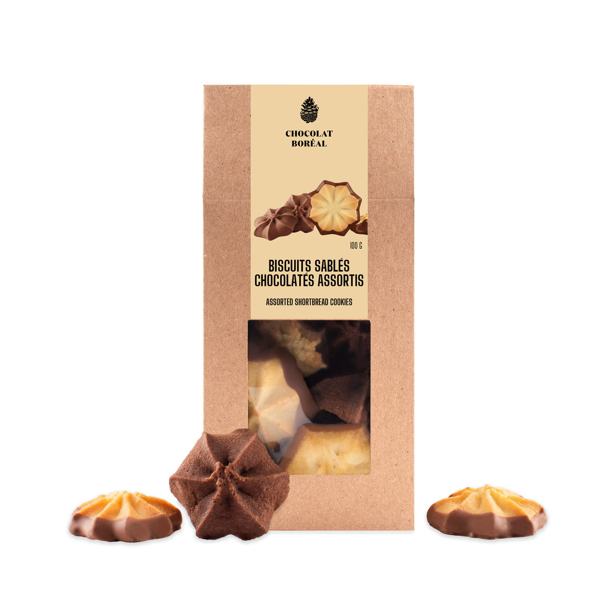 Assorted chocolate shortbread cookies (90gr) (GOU32)