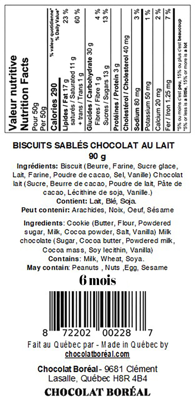 Milk chocolate shortbread cookies (90gr)
