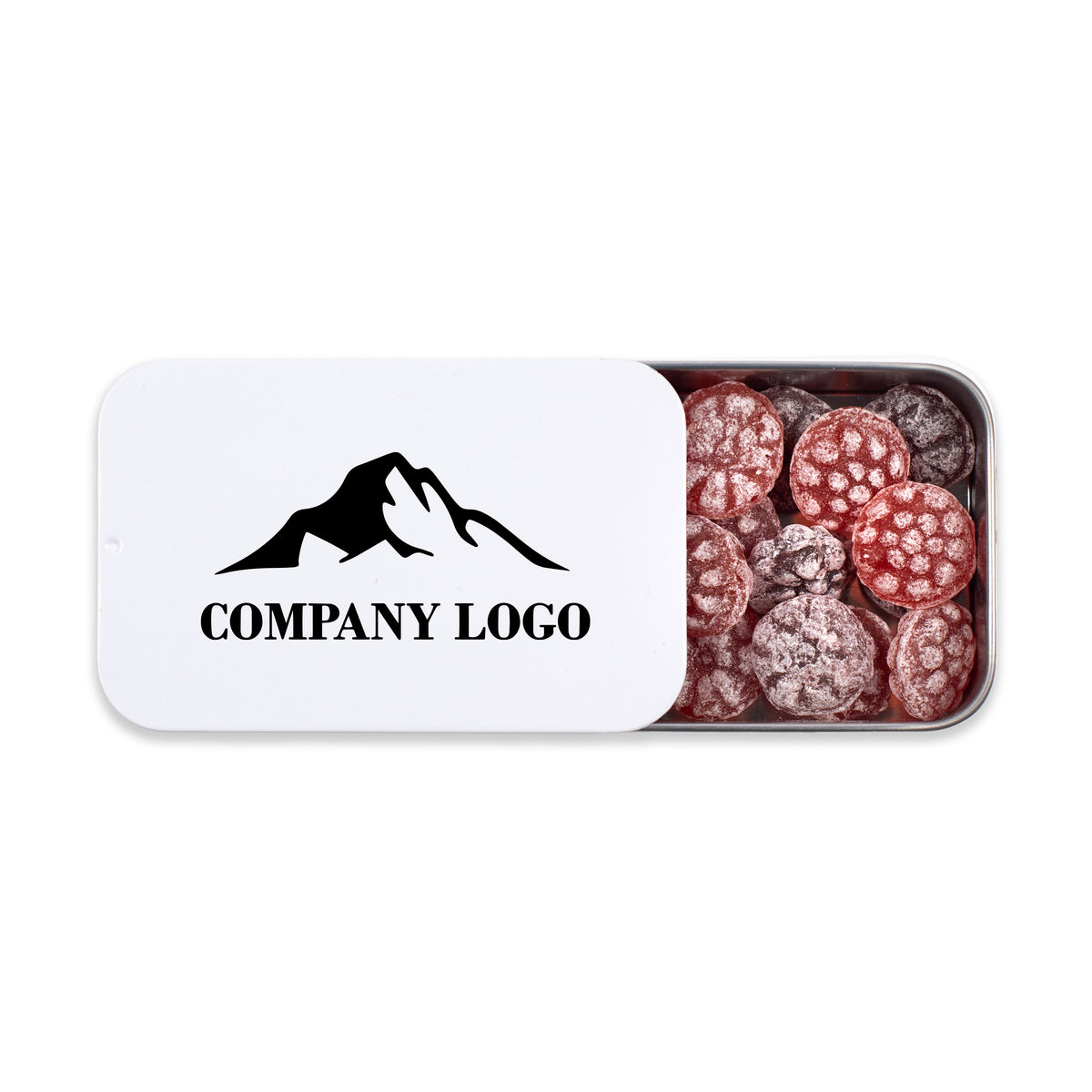 Customized white metal sliding box HARD CANDIES