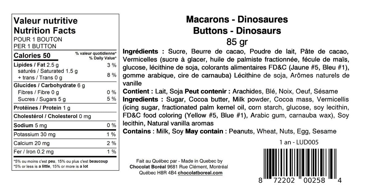 Decorated chocolate buttons - Dinosaurs