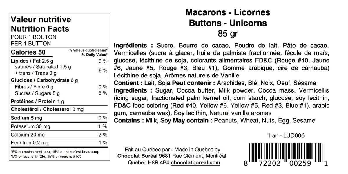 Decorated chocolate buttons - Unicorns - LUD006