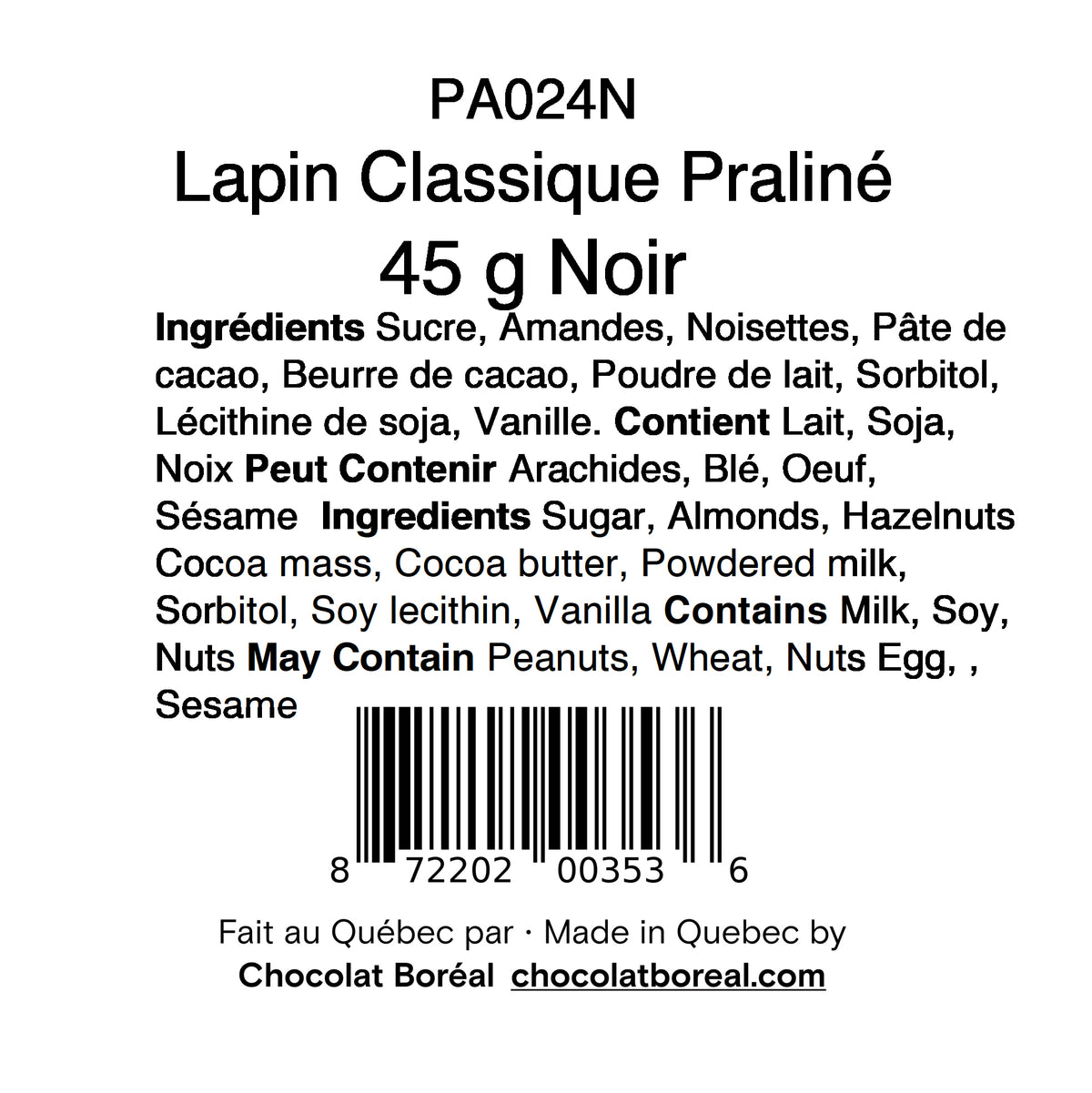 Classic praline bunny