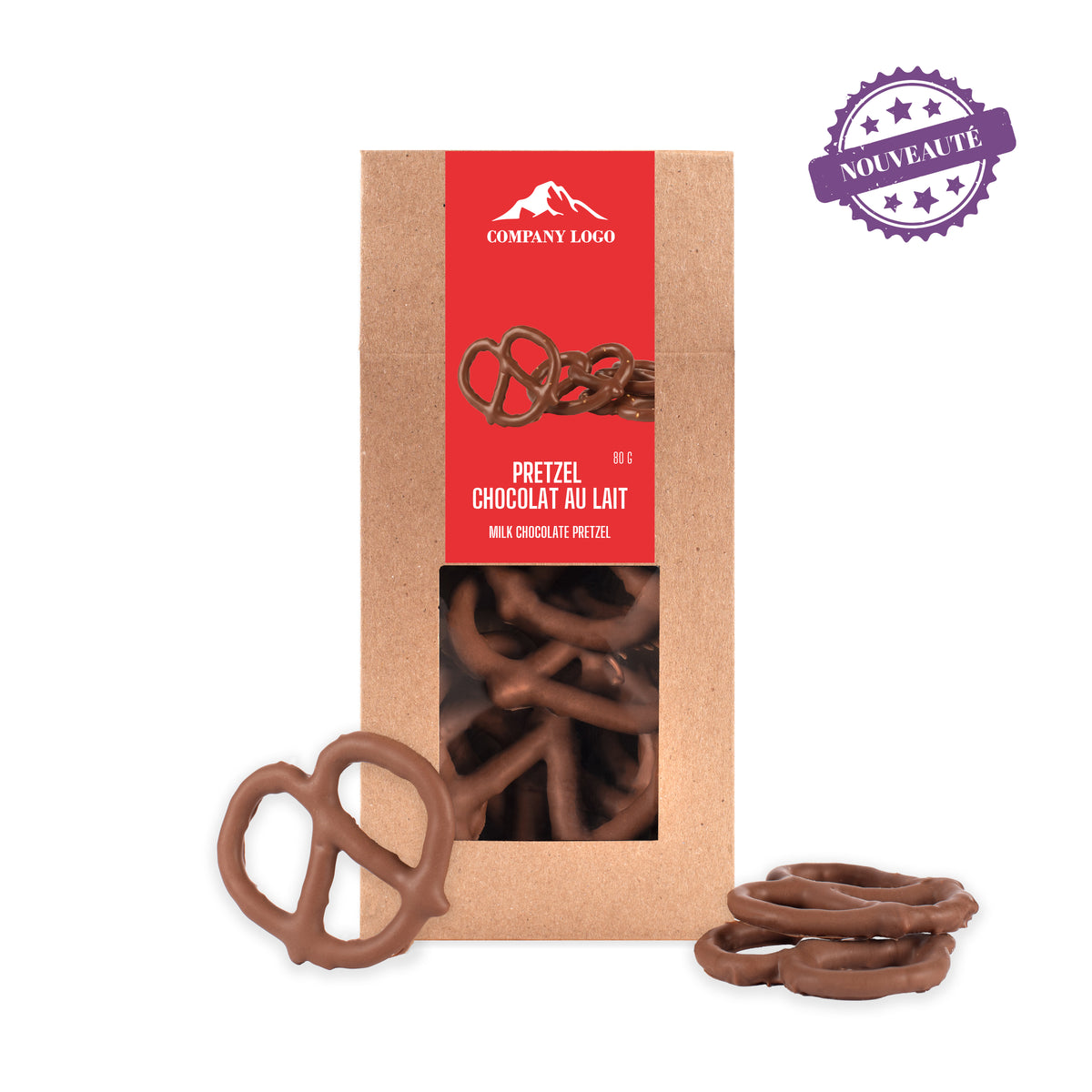 Personalized box of chocolate pretzels