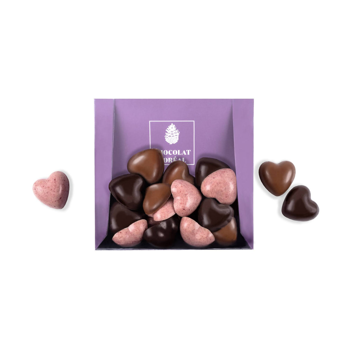 Assorted mini fruity chocolate hearts