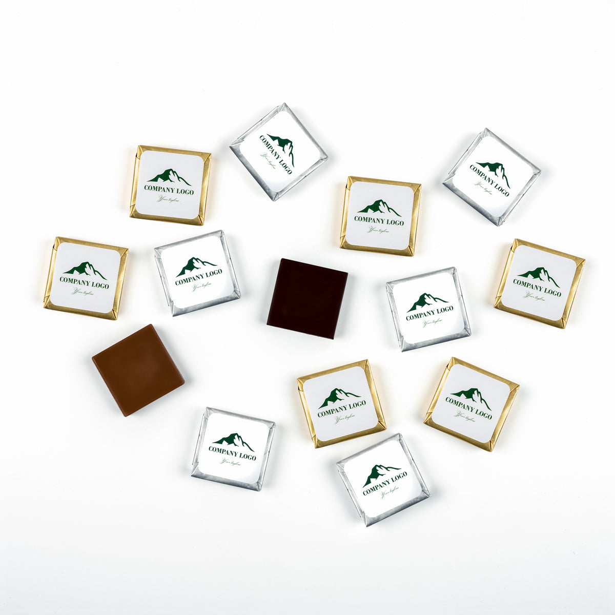 Carrés de chocolat garnis - Étiquette personnalisée