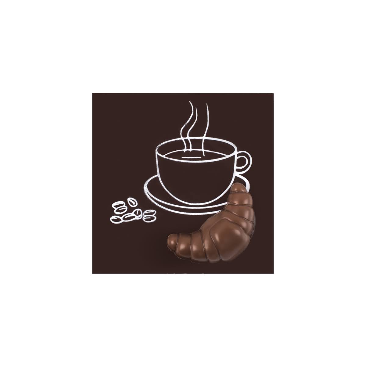 Coffee and croissant chocolat square
