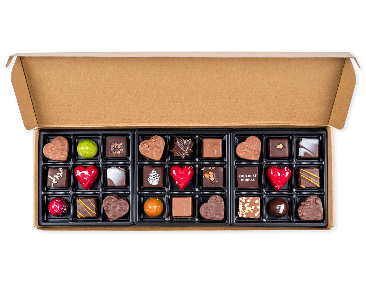 Boîte de 27 chocolats fins assortis - Saint-Valentin