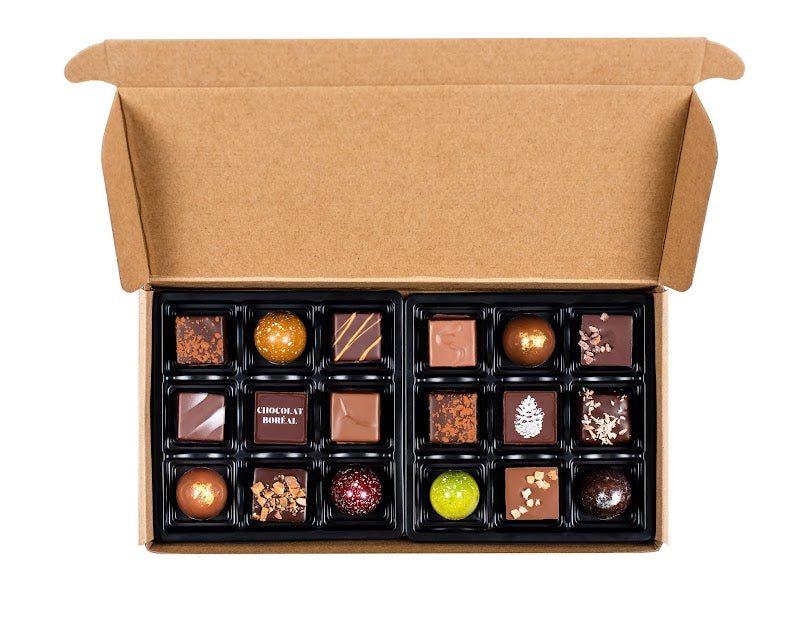 Boîte de 18 chocolats fins assortis - Noël - Chocolat Boréal